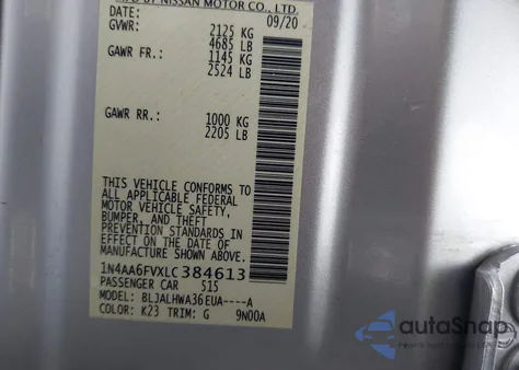 2020 Nissan Maxima Platinum Xtronic Cvt from USA, damaged, VIN 1N4AA6FVXLC384613